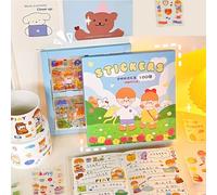 100 Piezas Pegatinas Kawaii - Lindo Conejito y Oso Pegatinas - Chica Chico Decoración Blocs Notas Teléfonos Móviles Portátiles (Azul)