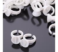 100 piezas por paquete Paleta de pestañas Portador pegamento Portadores adhesivo Anillos para extensiones trabajo plástico convenientes y ligeros Adecuados maestros Se usan en los dedos tatuaje cejas