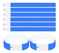 100 Piezas Pulseras Identificativas para Eventos, Impermeable Pulseras de Papel con Cierre Adhesivo, Pulseras de Entrada para Seguridad y Control Clubes Fiestas, 25 x 2 cm (Azul)