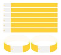100 Piezas Pulseras Identificativas para Eventos, Impermeable Pulseras de Papel con Cierre Adhesivo, Pulseras de Entrada para Seguridad y Control Clubes Fiestas, 25 x 2 cm (Amarillo)