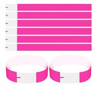 100 Piezas Pulseras Identificativas para Eventos, Impermeable Pulseras de Papel con Cierre Adhesivo, Pulseras de Entrada para Seguridad y Control Clubes Fiestas, 25 x 2 cm (Rosado)