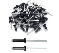100 Piezas Remaches Ciegos Aluminio, 3,2mm 4mm 5mm Remaches Pop Avellanados Negros, Remaches con Cabeza Domo para Barcos, Auto, Máquinas, Muebles(4.0X10mm)