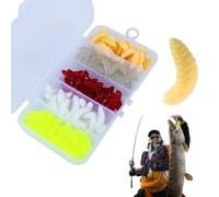100 Piezas Señuelos Pesca Pesca Mar, Caja Cebos Artificiales de Pesca con Gancho de Plomo Señuelos de Pesca Suaves Conjunto Cebo de Pesca Cebo, Gusanos de plástico Suave