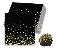 100 Piezas Servilletas, Servilleta Blanca con Lunares Dorados, 33 x 33cm Servilleta plateada Para Eventos como Fiestas de Cumpleaños, Bodas yCelebraciones Navideñas, Negro