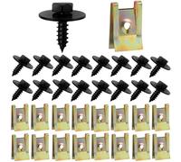 100 Piezas Surtido de Tornillos y Grapas, para Carrocería, Tuercas de Clips, Tornillo Roscachapa Tuercas en U de Metal para Automóviles Guardabarros de Parachoques