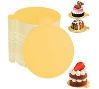 100 Piezas Tableros de Pastel de Mousse de Cartón Redondo, 9cm Mini Base para Tartas, Mini Torta de Oro Desechable para Mousses y Otros Postres, Bodas y Fiestas de Cumpleaños