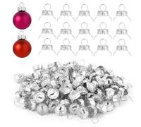 100 Piezas Tapas Redondas de Adornos Navideños de 12mm, Perchas Navideñas Tapa Decoraciones de Bricolaje, Tapas para Árboles de Navidad, Bolas de Porcelana de Vidrio y cerámica, Plata