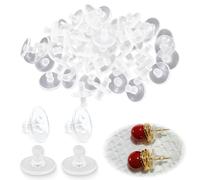 100 Piezas Tapones para Pendientes de Silicona Transparente Grandes, Cierres de Seguridad Suaves, Repuestos para Pendientes de Botón, Accesorios Prácticos para Joyas y Bisutería
