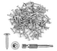 100 Piezas Tornillos para Madera, M4*20mm Tornillos Avellanados,Tornillos Autotaladrantes de Acero Inoxidable 304 con Destornillador Cabeza de Ciruela,Tornillos de Acero Inoxidable para Muebles