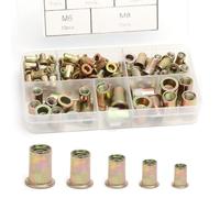 100 Piezas Tuercas Remachables M3-M8 - Kit de Remaches Roscados Zincados, Insertos con Rosca Interna para Metal - Fijación Profesional para Bricolaje, Muebles, Herramientas