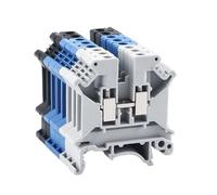 100 piezas UK-5N Bloque de terminales de riel DIN Abrazadera de tornillo 24 A 500 V AWG24-10 Conector eléctrico multiusos(Red)