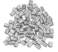 100 Piezas Virolas de Aluminio, Manguito de Bucle de Aluminio, Casquillos de Aluminio de Virolas Dobles, Mangas de Aluminio de Cuerda de Alambre para Cables de Acero, Plateado (1.5 mm / 0.06 pulgada)