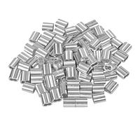 100 Piezas Virolas de Aluminio, Manguito de Bucle de Aluminio de Presión, Casquillos de Aluminio de Virolas Dobles, Mangas de Aluminio de Cuerda de Alambre para Cables de Acero, Plateado 4 mm