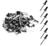 100 PiezasRemaches Ciegos de Aluminio, Remaches de Aluminio de Cabeza Ancha, Pop Remaches Ciegos con Brida Grande de Acero para Metal, Madera, Plástico, Negro, M4 x 10 mm