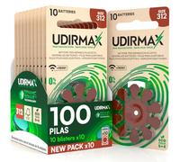 100 Pilas para Audífonos PR41 Tamaño 312 Marrones - Pilas Zinc-Aire Udirmax Sin Mercurio 1,45V Tecnología Dynamic Sonar Formato Eco Pack - 10 Blísteres Ecológicos de 10