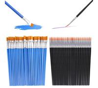 100 Pinceles Pintura Acrilica Set,50 Pinceles Redondos y 50 Pinceles Planos