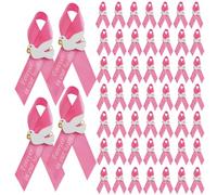 100 pines de cinta de satén rosa para concienciación sobre el cáncer de mama, alfileres de cinta conmemorativa Forever in Our Hearts para eventos de luto funerario, broches de esperanza para paseos