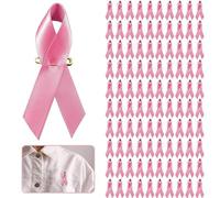 100 pines de cinta rosa, insignia de evento de caridad, insignia de concienciación sobre la salud, pin de solapa de concienciación sobre el cáncer de mama, broche de satén para recaudación de fondos