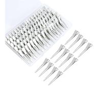 100 pinzas de cocodrilo de metal inoxidable de 1.77 pulgadas con una caja de plástico transparente, peinado, peinado, clip rizador, coloración del cabello, accesorios de bricolaje, artículos fijos,