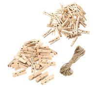 100 pinzas de madera, 10 metros de cuerda, pinzas para fotos, clips retro, pinzas para la ropa, pinzas para manualidades, tarjetas de vacaciones, soporte para notas y fotos
