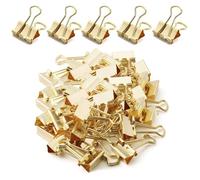 100 pinzas plegables doradas de metal para documentos, clips de metal, pinzas multiusos pequeñas, clips para carpetas, pinzas de 19 mm, clips de cierre para oficina, escuela