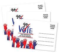 100 postales para votantes de 4 x 6 pulgadas, parte trasera en blanco para mensaje para alentar la votación, votar, votar, el poder está en tus manos, diseño patriótico fabricado en los Estados Unidos