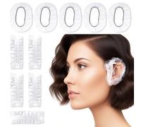 100 protectores auditivos desechables para ducha transparentes impermeables plástico Gorros ducha para adultos mujeres hombres para peluquerías baños tintes capilares