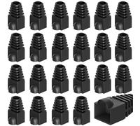 100 protectores de enchufe de cable RJ45, fundas de conector de cable Ethernet de plástico suave, cubierta protectora de enchufe RJ45 robado negro, botas de tensión LAN de cable de red para CAT5