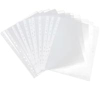 100 protectores de hojas transparentes de plástico transparente A4 perforados, carpetas, fundas para archivar, carteras, fundas para archivos, 11 agujeros, hojas sueltas, protectores de hojas para