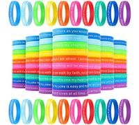 100 pulseras de versículos bíblicos de goma de silicona inspiradoras de versículo de la Biblia, pulseras religiosas de color, de fuerza, fe, esperanza, creencia, para hombres, mujeres, fiestas, iglesia, escuela