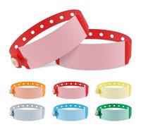 100 pulseras de vinilo para identificación hospitalaria, impermeable, ajustable, pulsera médica desechable para hospital (color: rojo)