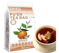 100% Pure Natural Herbal Tea, Dried Tangerine Peel Pu'er Tea Bag, 200g/7.05oz (4g*50bags), 陈皮普洱茶, té pu' er, cáscara de naranja, sin cafeína, sin aditivos, no modificado genéticamente