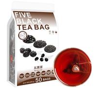 100% Pure Natural Herbal Tea, Five Black Tea Bag, 250g/8.81oz (5g*50bags) 五黑茶 sésamo negro, soja negra, wolfberry negro, morera, arroz negro, sin cafeína, sin aditivos, no modificado genéticamente