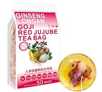 100% Pure Natural Herbal Tea, Ginseng Longan Goji Tea Bag, 300g/10.58oz (6g*50bags) ginseng longan wolfberry, azúcar morena, frijoles rojos, sin aditivos, no modificado genéticamente