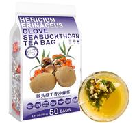 100% Pure Natural Herbal Tea, Hericium erinaceus clove Seabuckthorn Tea Bag, 250g/8.81oz (5g*50bags), 猴头菇丁香沙棘茶, hojas de morera, regaliz, poria, bergamota, ñame, cebada, descafeinado