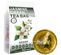 100% Pure Natural Herbal Tea, Jasmine Green Tea Bag, 150g/5.29oz (3g*50bags), 茉莉花绿茶, jazmín, descafeinado, floral, sin aditivos, no modificado genéticamente