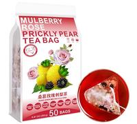 100% Pure Natural Herbal Tea, Mulberry Rose Prickly Pear Tea Bag, 250g/8.81oz (10g*25bags), 桑葚玫瑰刺梨茶, Poria, wolfberry negro, limón, lirio, descafeinado, sin aditivos, no modificado genéticamente