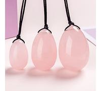 100% Pure Natural Quartz Yoni Egg Set Kegel Ejercitador Bolas Músculo Jade Huevos Masajeador Bola Apriete,Rosa-S