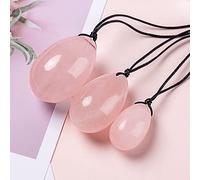 100% Pure Natural Rose Quartz Egg Set Kegel Ejercitador Bolas Bolas Jade Huevos Masajeador Bola,Rosa S