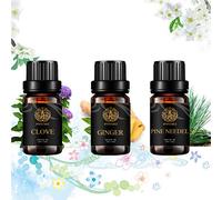 100% puro Clavo, Jengibre, Agujas de Pino aceites esenciales Set, Aromaterapia aceites esenciales kit - agujas de pino, jengibre, clavo aceites perfumados, 3x10mlaceite esencial set