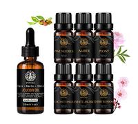 100% puro jojoba Aceite esencial, aromaterapia peonía aceite esencial con aceite portador para masaje, 7x10ml 100% puro agujas de pino Aceites set-amber, vainilla de coco, almizcle blanco aceites...