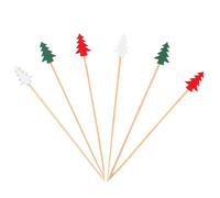 100 Pzs Christmas Tree Cocktail Picks, Palillos de Madera para Cócteles Navideños Palillos de Dientes de 3 Colores para Postres de Frutas Aperitivos y Decoraciones para Fiestas Navideñas