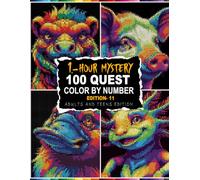 100 QUEST 1-HOUR MYSTERY MOSAIC: 100 Color by Number Book with 5 Unique Shapes - Circle, Triangle, Hexagon, Rectangle & Glass | Master Color Palette Included | Stress Relief Activity Book