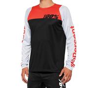 100% R-Core Maillot de bicicleta juvenil, negro/rojo/blanco, Talla L