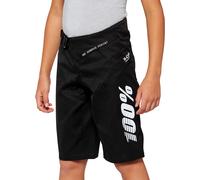 100% R-Core Pantalones cortos de bicicleta para jóvenes, negro, Talla 26