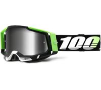 100% Racecraft II Kalkuta Gafas de motocross, Negro/Blanco/Verde