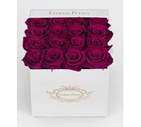 100% Real Roses That Last A Year - The Perfect Unique Gift for Women, Men, Anniversary Gift, Birthday Gift - White Velvet (Cherry)