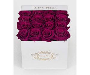 100% Real Roses That Last A Year - The Perfect Unique Gift for Women, Men, Anniversary Gift, Birthday Gift - White Velvet (Cherry)