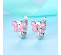 100% Red Pink Enamel Butterfly Hoop For Women Girls Animal Earrings Fine Jewelry