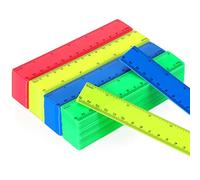 100 reglas transparentes de 6 pulgadas, reglas flexibles de plástico a granel con pulgadas y centímetros, regla pequeña recta, herramientas de dibujo para educación escolar, familias, niños y estudiantes (color brillante)